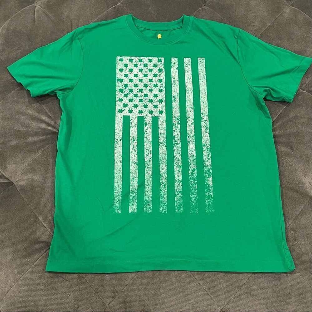 St Patrick’s Day Clover USA Flag Shirt - Size L